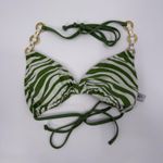 La Blanca PLAYA BY  Bikini Top Medium Swim Green Zebra Resort Beach String Gold Photo 7