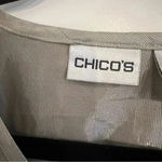 Chico's Chico’s blouse Sz 2 simple sheen Carys top silver silk blend sheet metallic $5 Photo 2