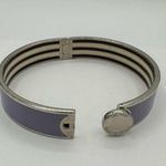 Henri Bendel  Lilac Enamel Hinged Bangle Bracelet Silver Toned Stripes Photo 5