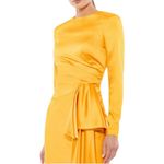 Mac Duggal  NEW Size 10 Marigold Asymmetrical Draped Long Sleeve Mini Dress 70152 Photo 1