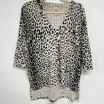 Chaser  Black & White Animal Print Pullover Hoodie Sweater M Photo 0