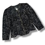 Vintage 80s R&K Evening Floral Glittered Velvet Jacket Black Gold 14 Photo 11
