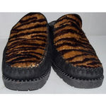 Stuart Weitzman 90s Y2K Vintage Block Heel Fur Zebra Chocolate Brown Mules Sz 8B Photo 2