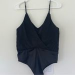 ZARA Bodysuit Pleated Draped Black Top Buttons Women Size S Spaghetti Straps Photo 12