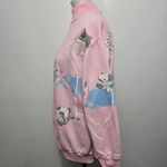 Vintage Gitano 80s Pink Cat Sweatshirt Mock Neck 90s Knit Novelty Pullover M Size M Photo 1