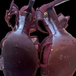 ZARA  Sheer Instep Straps Suede Stiletto Sandals Burgundy Red Women's Size 37 US Photo 2