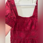 ROW A Dress Junior's L Red Floral Print Square Neck Fit & Flare Short Sleeves Size undefined Photo 2