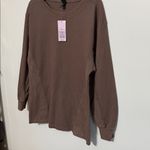 Wild Fable  Long Sleeve Thermal Mix Tunic Dark Taupe Oversized Fit NWT Photo 2