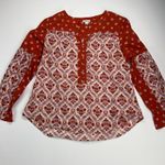 Sundance Mixed Print Filigree Orange Lavender Button Up Boho Print Blouse Size M Size M Photo 3