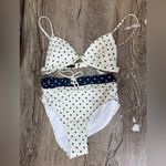Summersalt  The Lace-Up High Leg High Rise Bikini Bottom Square Dot in White Sand Photo 1