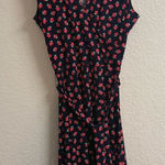 Leota  Navy Faux Wrap, Strawberry Print Dress Size M Photo 0