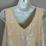 Jolt  Tank Top Metallic Lace Hem V-Neck‎ Cream Sleeveless Women Size Medium Lined Photo 3