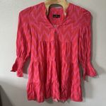 Tuckernuck Pomander Place Hot Pink Red Ikat Kenzo Tiered Mini Dress Size XL Photo 0