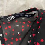 ZARA Black Shoulder Padded Ruched Multi Hearts Dress Photo 8