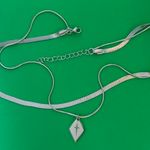 Snake Chain Geometric Rhombus Cross Pendant Necklace for Men Women Silver Photo 2