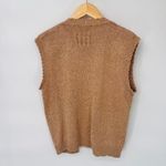 Vintage Jantzen Granny Sweater‎ Vest Womens L Tan Cable Knit Embroidered Floral Brown Size L Photo 6
