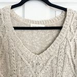 Caren Forbes Knit Sweater V-Neck Pullover Diamond Pattern Beige S Bohemian Boho Photo 4