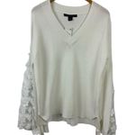 French Connection White Caballo Floral Lace Sheer Sleeve Sweater Pullover New M Photo 1