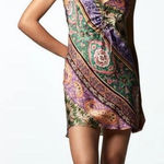 ZARA  Satin Paisley Printed Mini Dress Women’s Small Photo 0