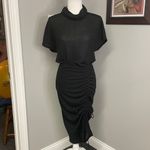 Black Halo  Como Sparkle Black Mini Dress Turtleneck Short Sleeve Body con XS Photo 2