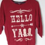 A'Gaci  M/L Cowgirl Hello Yall Boots Red White Lace Back Top Photo 5