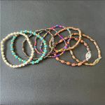 Set of 8 Festival Bohemian Bracelets Stretch Beaded Brown Photo 3