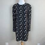 Club Monaco Dress 8 Black White Floral Long Sleeve Kaisle Sheath Above Knee Photo 1
