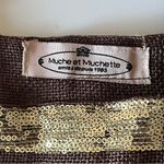 Muche et Muchette jute tote bag, chocolate brown and gold tone sequinns, NWOT Photo 1