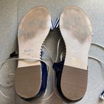 Boden White Navy Striped Sienna Leather Boating Coastal Grandma Nautical… Size 7 Photo 5