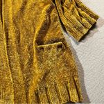 Anthropologie Moth  Golden Mustard Yellow Velour Velvet Chunky Open Cardigan XS Photo 1