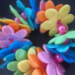 Satin Flowered Beaded Scrunchie Pink Photo 3