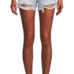 No Boundaries  High Rise Destructed Midi Denim Shorts Photo 0