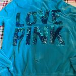 PINK - Victoria's Secret  medium velour blue Love Pink sequin bling hoodie Photo 4