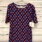 LuLaRoe  blue‎ red lattice print Julia dress Photo 1