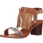 Ash  Women’s Size 40 9 Tan Patchouli Fringe Ankle Beaded Strap Block Heel Sandals Photo 1