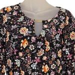 Tacera  Black Floral Print Tunic Blouse Size M Photo 2