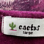 Vintage Cactus Long Sleeve Top Jeweled Rhinestone Italy Graphic Maroon Large Purple Photo 1