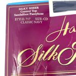 Hanes 90s  Vintage Navy Silky Sheer Control Top Sandalfoot Pantyhose Photo 3