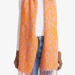 Steve Madden Reversible Leopard Print Scarf Orange Pink With Fringe Photo 0