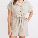 Madewell Seersucker Camp Romper Pastel Green Ashen Sage Belted Retro Women’s XS Photo 1