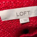Loft Cropped Turtleneck Cable Knit Wool Blend Cozy Sweater Crimson Fire Red Lg Photo 12