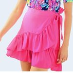Lilly Pulitzer Nessa Ruffle Hem Wrap Front Mini Skirt Neon Pink 6 Photo 0