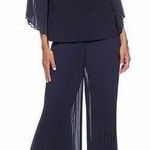 Marina Pleated Chiffon Round Neck Long Illusion Wing Sleeve 2 Photo 0