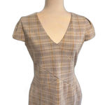 EXPRESS  | Plaid V Neck Knee Length Dress Size Medium Lined Career Office Work Photo 1