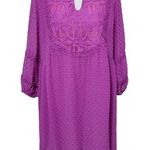 Magenta swiss dot crochet trim chiffon babydoll dress size medium Photo 0