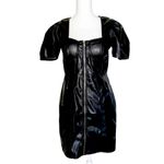 NWT Blashe Faux Vegan Leather Zipper Front Bustier Mini Dress Black Size L Photo 1