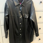 ZARA Black Faux Leather Jacket with Button Details Photo 0