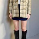 Majorelle  Rhea Double-Breasted Blazer, Tan Plaid, XL Photo 2