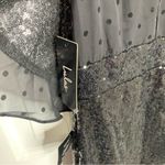 Lulus black sequin beaded polka dot flutter sleeves body con party dress XS Photo 4