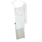 Lulus  Love at Dusk Asymmetrical Fringe Dress in Cream Size Small NWT Photo 3